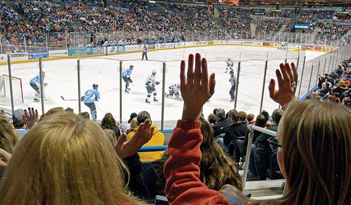 WLC students attending an Admirals game